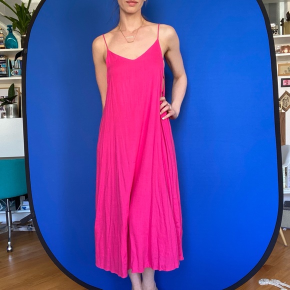 Anthropologie Hot Pink Slip Dress 